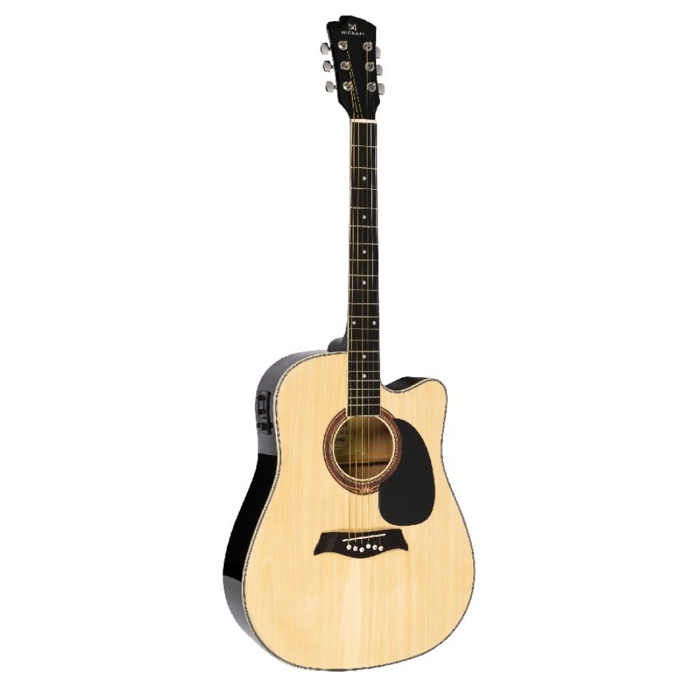 VIOLÃO ELÉTRICO MICHAEL FOLK CUTAWAY VMF361 NA  CORDAS DE AÇO  NATURAL