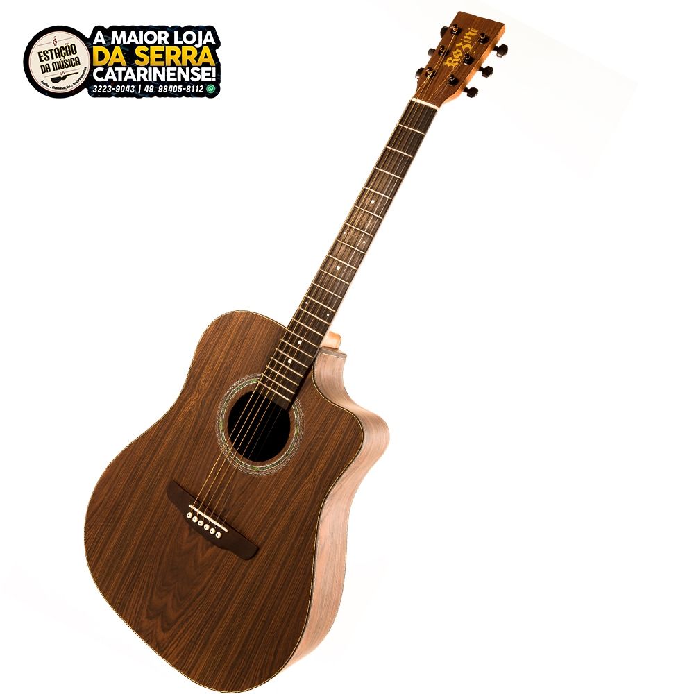 Violão Rozini Aço FOLK Presença Brasil em Louro Preto Fosco Elétricomicrofone RX315AT-CT