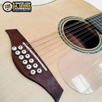Violão Vintage Dreadnought Cutaway VEC501 12 Cordas Natural Folk