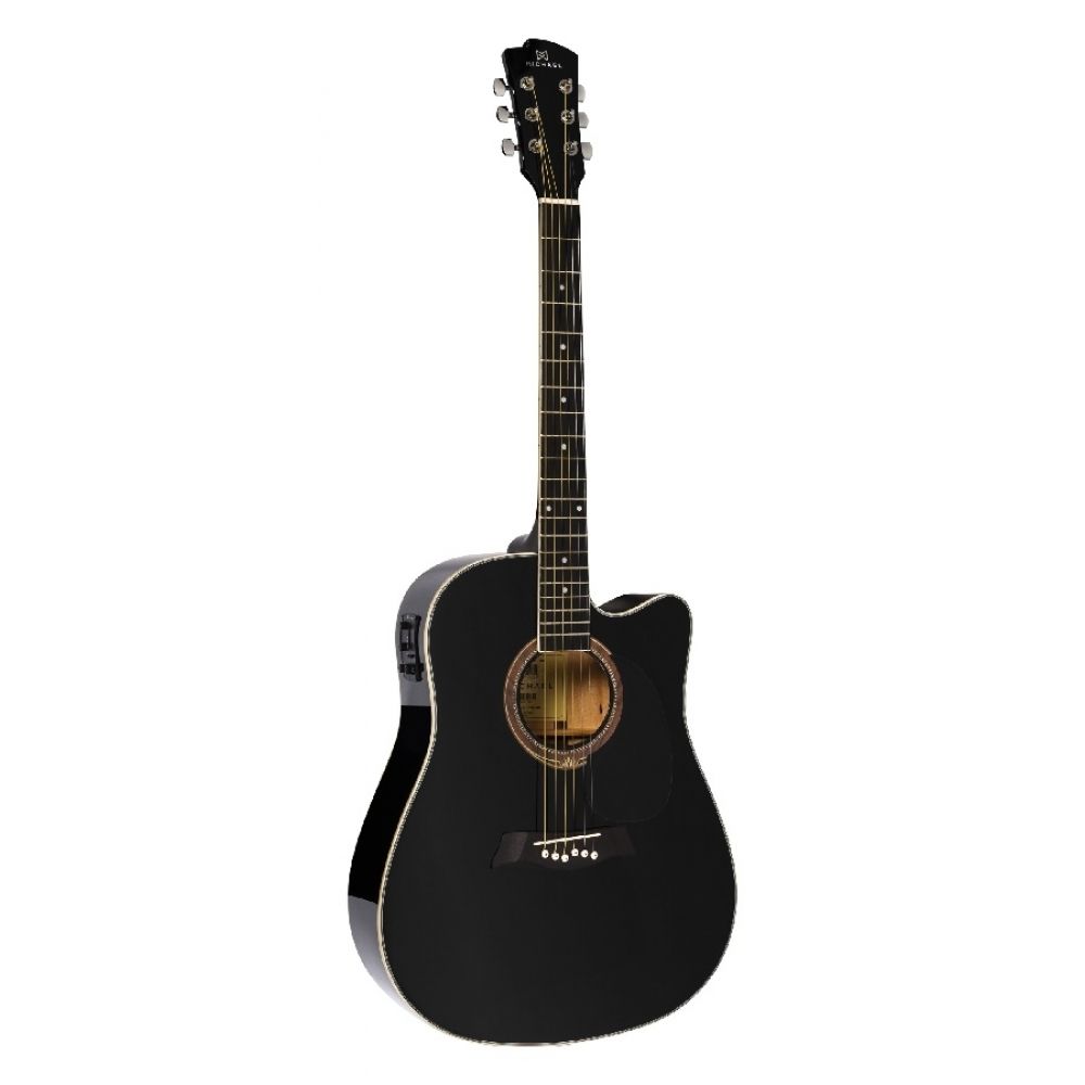VIOLÃO ELÉTRICO MICHAEL FOLK VMF361 BK ? CORDAS DE AÇO ? BLACK