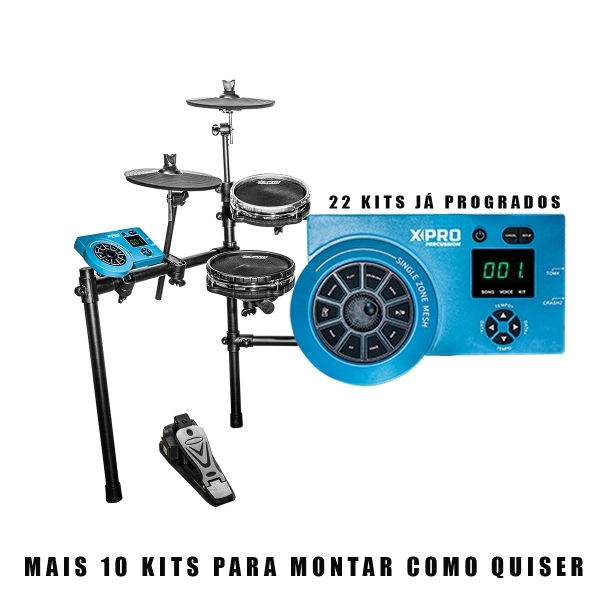 Bateria Eletrônica X Pro Ed4 Full Mesh Head Pads Dual Zone