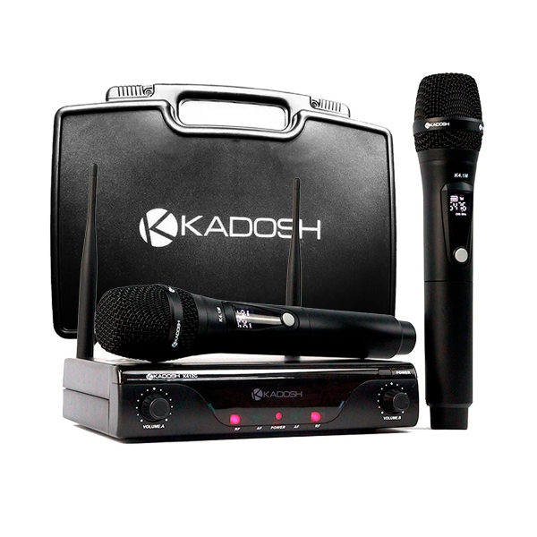 MICROFONE KADOSH S/FIO DE MAO DUPLO K-412M RECARREGAVEL