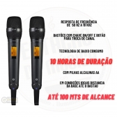 MICROFONE DYLAN SEM FIO DUPLO UHF COM 200 CANAIS  DYLAN D-8000S