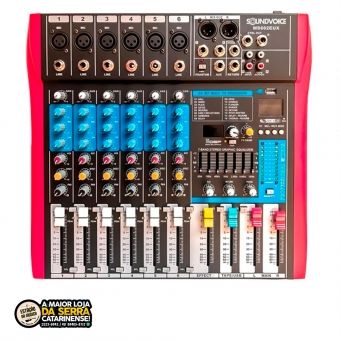 Mesa De Som Soundvoice 6 canais MS 602 EUX Usb-Efeito-Eq Grafico MS602 EUX
