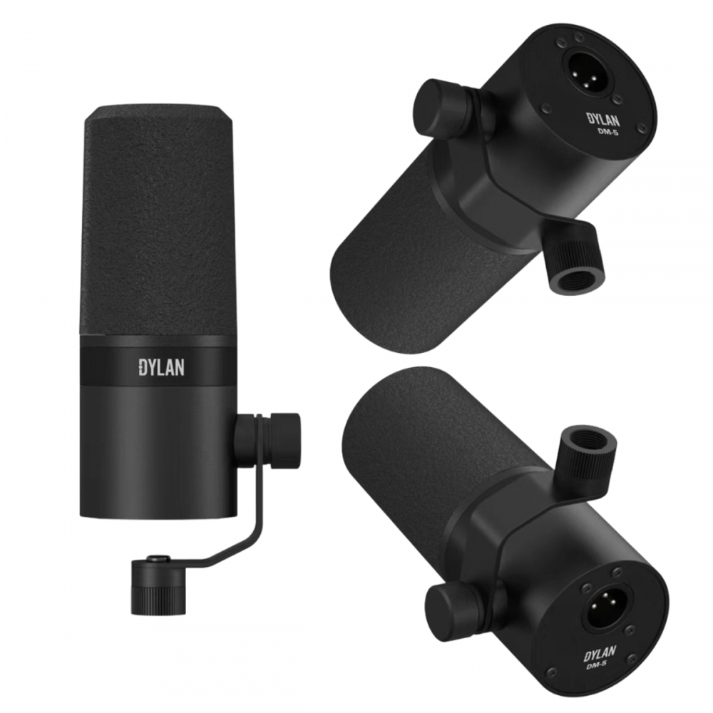 MICROFONE DYLAN PODCAST DM-5 DINÂMICO CARDIOIDE COM PEDESTAL