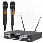 MICROFONE DYLAN SEM FIO DUPLO UHF COM 200 CANAIS  DYLAN D-8000S