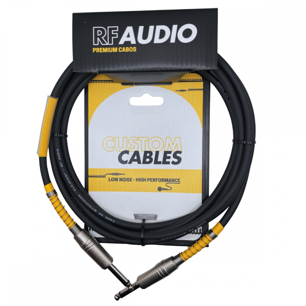 CABO RF AUDIO INSTRUMENTO P10/P10 VIOLAO GUITARRA BAIXO 3MT - Amarelo
