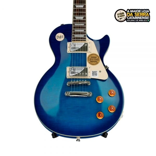 ギター Epiphone Les Paul standard pro Guitarra Epiphone Les Paul Standard PlusTop PRO Trans Blue