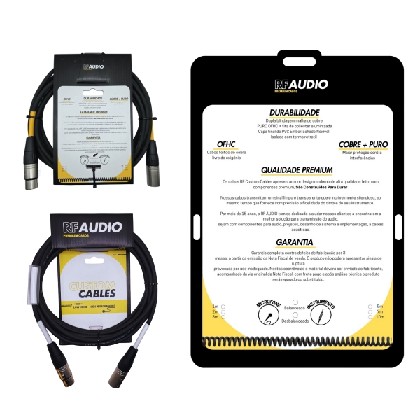 CABO RF AUDIO CANON BALANCEADO DE MICROFONE XLR M XLR F 10MT - Amarelo