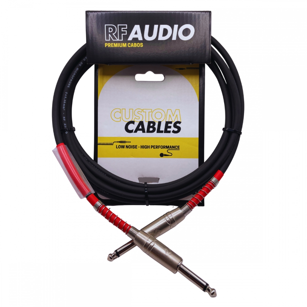 CABO RF AUDIO INSTRUMENTO P10/P10 VIOLAO GUITARRA BAIXO 3MT - Vermelho