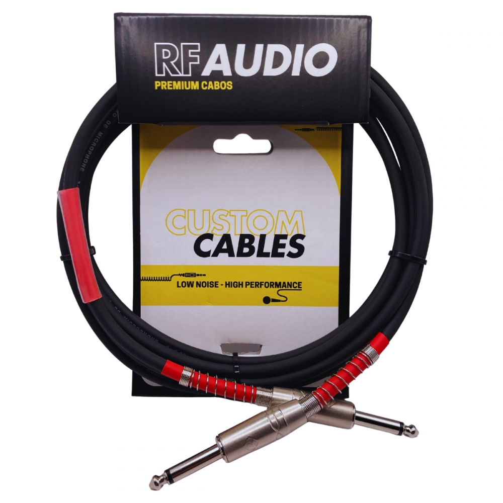 CABO RF AUDIO INSTRUMENTO P10/P10 VIOLAO GUITARRA BAIXO 7MT - Vermelho