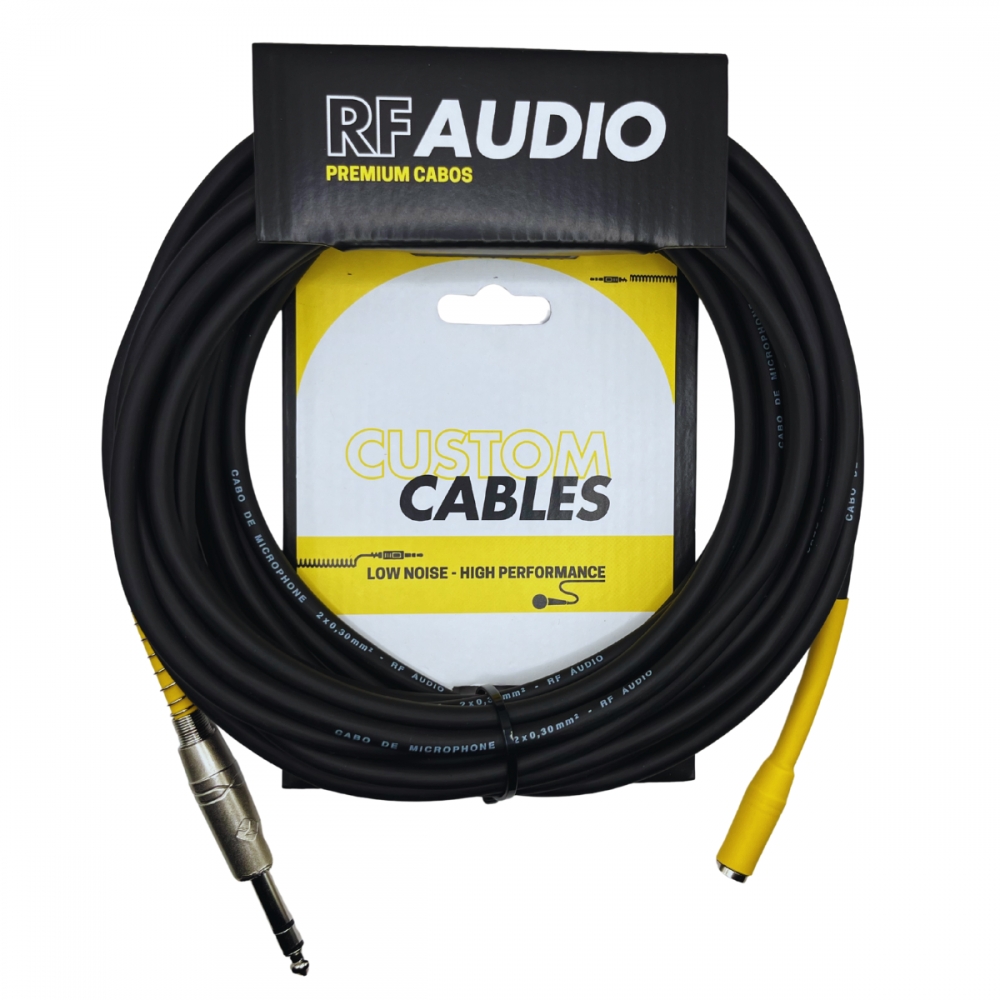 CABO RF AUDIO RETORNO EXTENSOR FONE DE OUVIDO P2F P10 STEREO - Amarelo