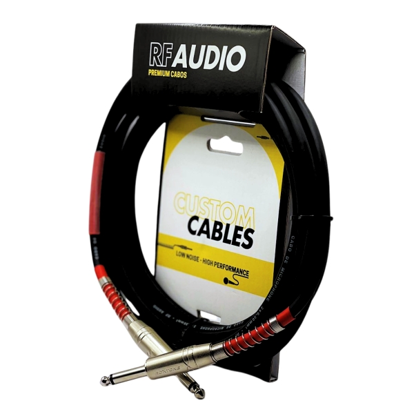CABO RF AUDIO INSTRUMENTO P10/P10 VIOLAO GUITARRA BAIXO 7MT - Vermelho