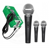 KIT 3 MICROFONES COM FIO DINAMICO DM580XLR SMD-100 PRO DYLAN