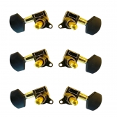 Tarraxa Violão Aço Blindada 3+3 Dourada Preta Mhv-600dx Linha Luxo