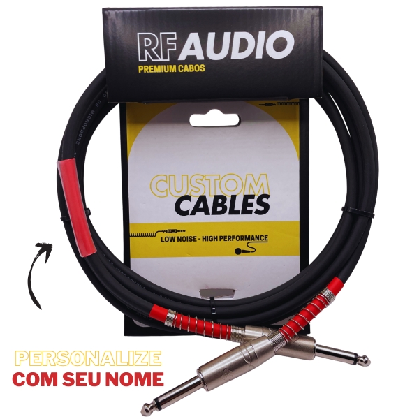 CABO RF AUDIO INSTRUMENTO P10/P10 VIOLAO GUITARRA BAIXO 7MT - Vermelho