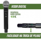 Microfone Profissional S/fio Duplo Multi Canal Lexsen Lm502m