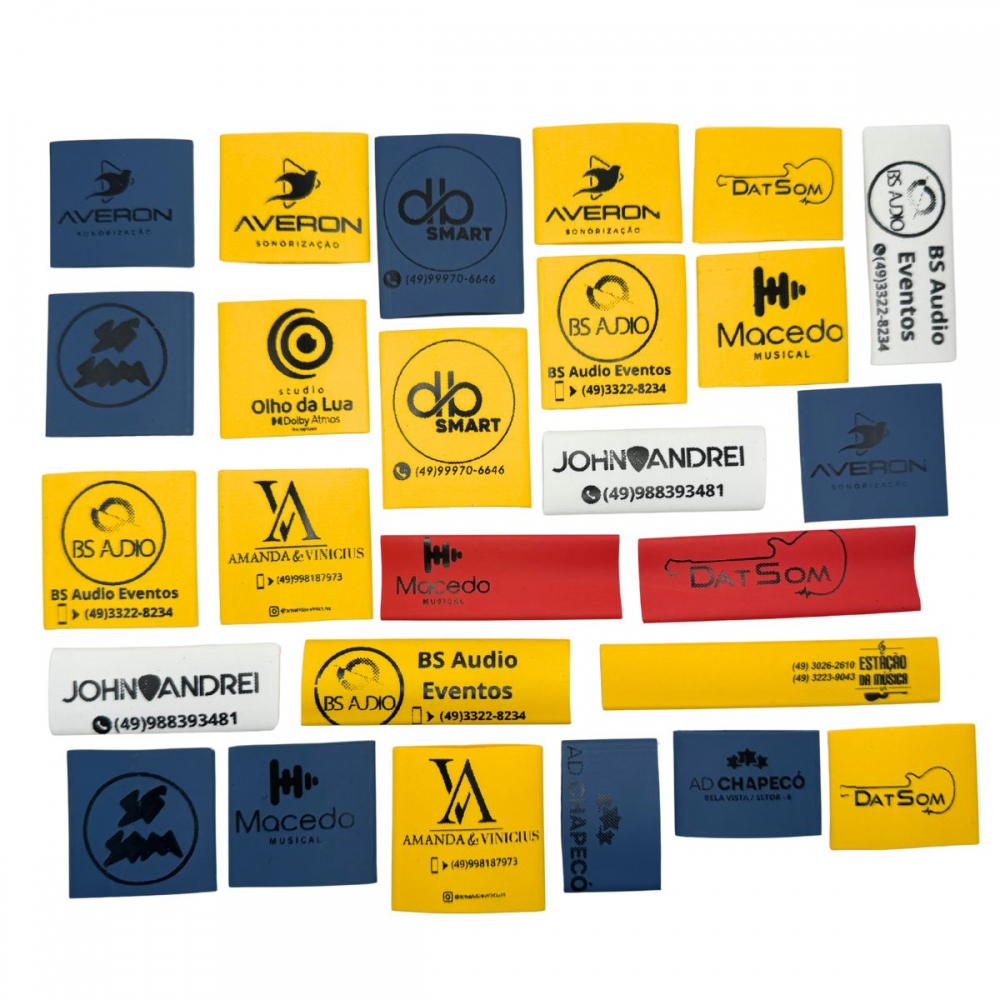 Kit com 100 uni Personalizadas do Termo retrátil P10 12,7mm + Transparente