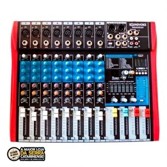 Mesa De Som Soundvoice 8 canais MS 802 EUX Usb-Efeito-Eq Grafico Ms802eux