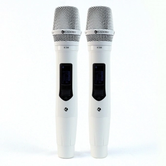 MICROFONE KADOSH S/ FIO DUPLO DE MAO BRANCO PILHA REC K502M