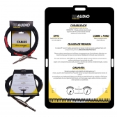 CABO RF AUDIO INSTRUMENTO P10/P10 VIOLAO GUITARRA BAIXO 7MT - Vermelho