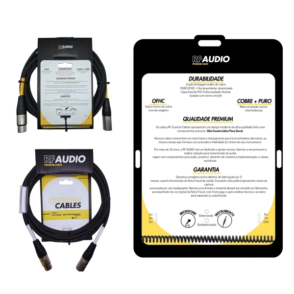 CABO RF AUDIO CANON BALANCEADO DE MICROFONE XLR M XLR F 3MT - BRANCO
